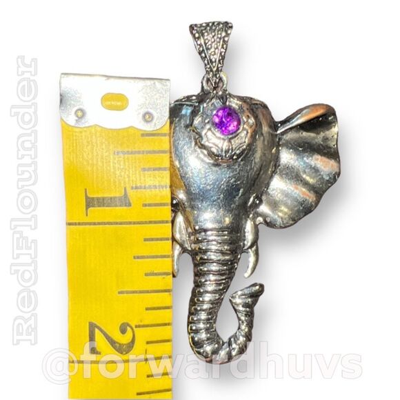 Bundle Sale 3 for $15 | Silver Tone Elephant Pendant | Purple Rhinestone - Picture 8 of 9